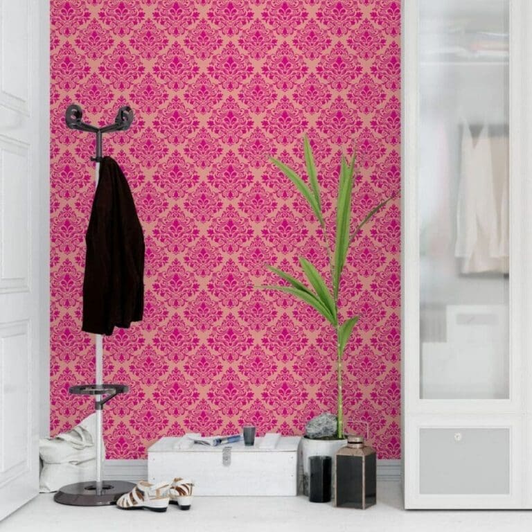 Papel de parede arabesco pink com fundo branco